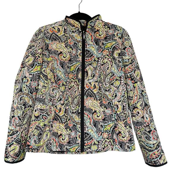Y2K Requirements Womens Quilted Jacket Medium Full Zip Paisley Floral Colorful - Picture 1 of 10